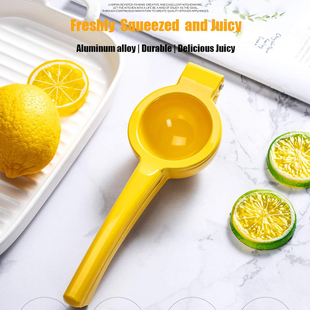 Premium Quality Metal Lemon Squeezer, Lime Juice Press, Manual Press Citrus Juicer for Squeeze the Freshest Juice - Yellow