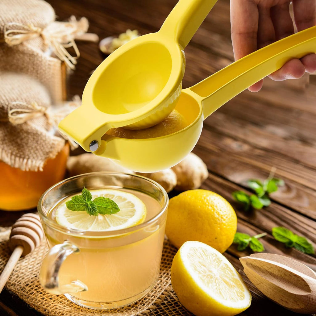 Premium Quality Metal Lemon Squeezer, Lime Juice Press, Manual Press Citrus Juicer for Squeeze the Freshest Juice - Yellow