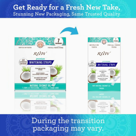 Teeth Whitening Strips Kit - 9 Treatments - Peroxide Free -Safe for Whiter Teeth - Whitening Without The Sensitivity - Dentist Formulated - Sensitivity Free Coconut Oil Mint Teeth Whitening Strips