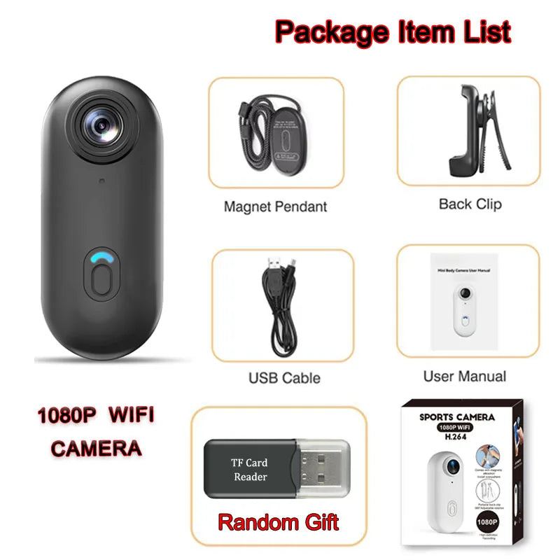 4K Vlogging Body Camera Wifi Wireless Mini Action Recorder Pocket Micro Cam Sports Travel Free Shipping Miniature Tiny HD Lens