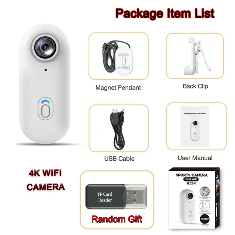 4K Vlogging Body Camera Wifi Wireless Mini Action Recorder Pocket Micro Cam Sports Travel Free Shipping Miniature Tiny HD Lens